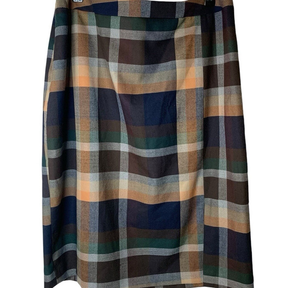 John Meyer Skirt Women's 14w Tartan Office Stretchy Waist Lined Front Side Slit - Picture 1 of 6